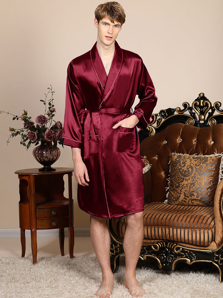 100% Pure Grade 6A Mulberry Silk Robes for Men