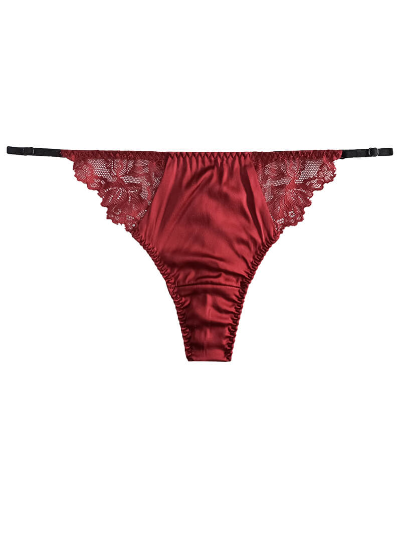Silk Thong Panty with Pretty Flower Lace [FST09] - $32.99