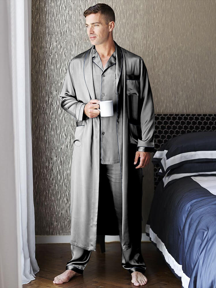 Men's Silk Sleepwear 100% Silk Pajamas Set