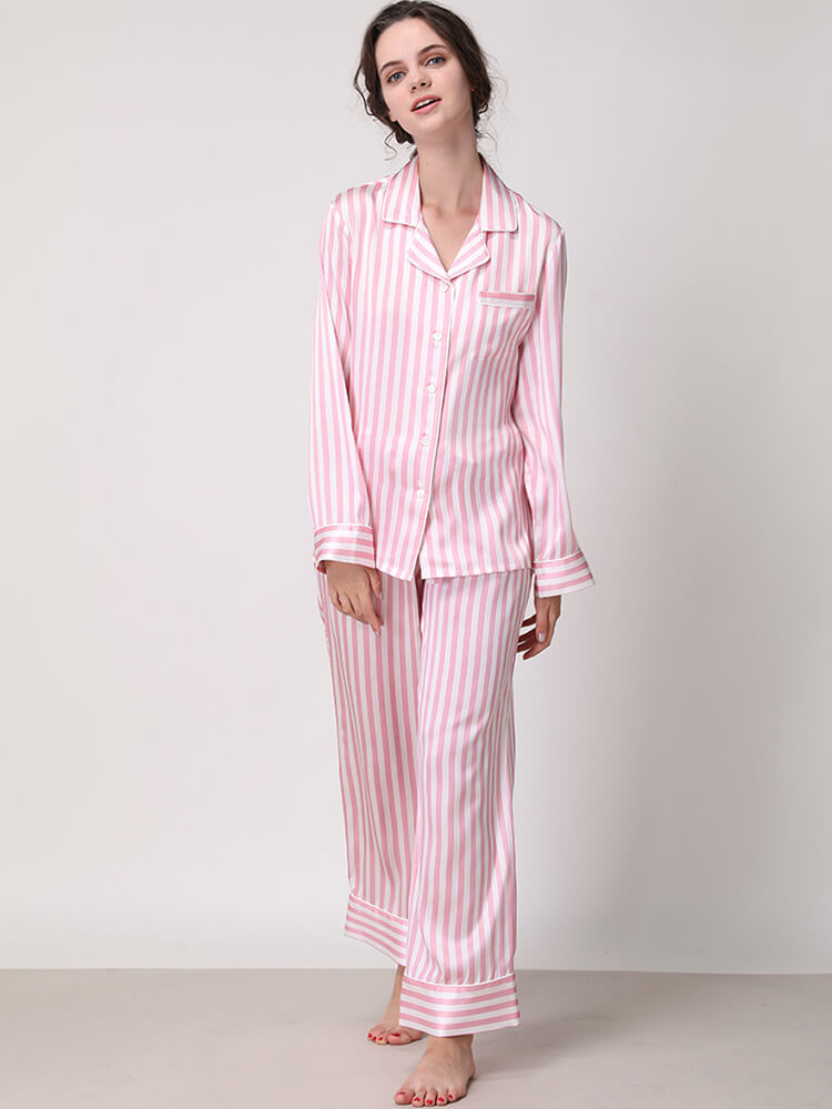 19 Momme Luxury Striped Full Length Womens Silk Pajama Set [FS015] -  $229.00 : FreedomSilk, Best Silk Pillowcases, Silk Sheets, Silk Pajamas For  Women, Silk Nightgowns Online Store