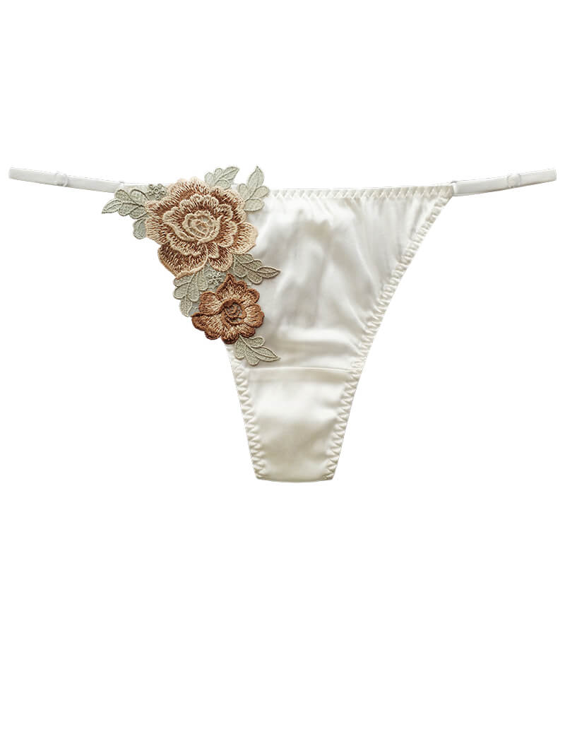 Luxurious Embroidery Mulberry Silk Charmeuse Panty [FST23