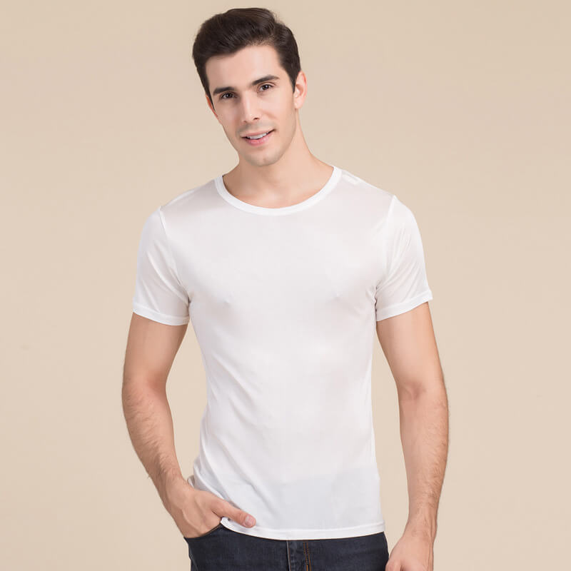 Mens Silk T-shirts Washable and Stretchable Silk Knitwear