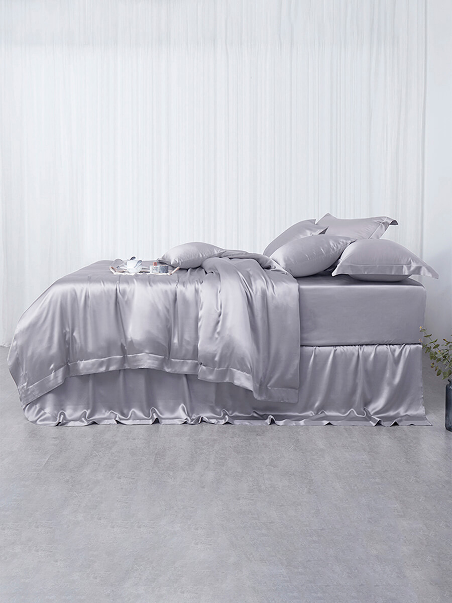 4-Piece Bed Set,Black Silk Duvet Cover 220x240 Pillowcase 3pcs 200x200  Quilt Cover Bed Cover 150x200 Queen King Size Bedding Set Bed  sheet-c-12_Queen