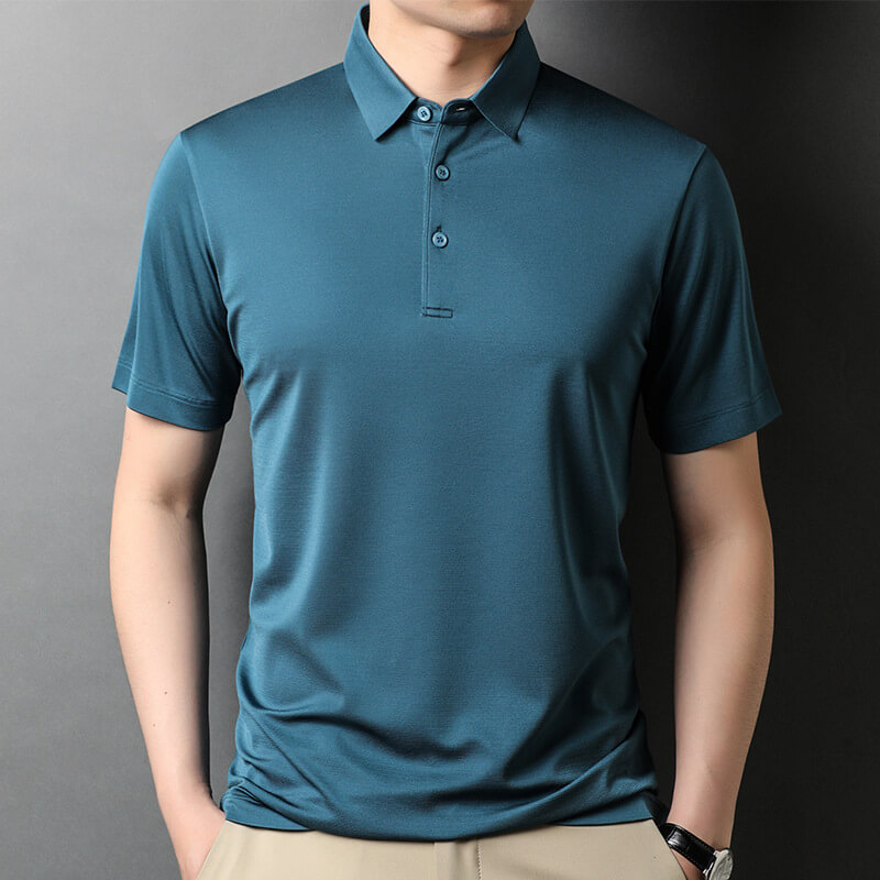 Clearance Comfy Silk Polo Shirt For Men L