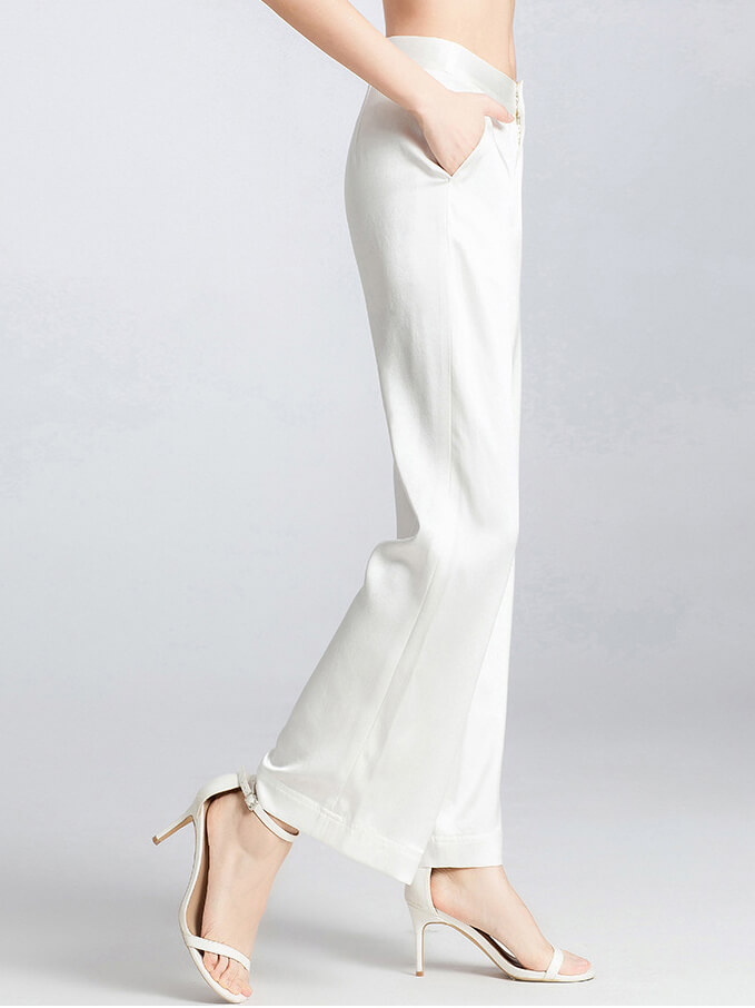 Womens Loose Wide-leg Straight Silk Long Pants [SC049] - $149.00 :  FreedomSilk, Best Silk Pillowcases, Silk Sheets, Silk Pajamas For Women, Silk  Nightgowns Online Store