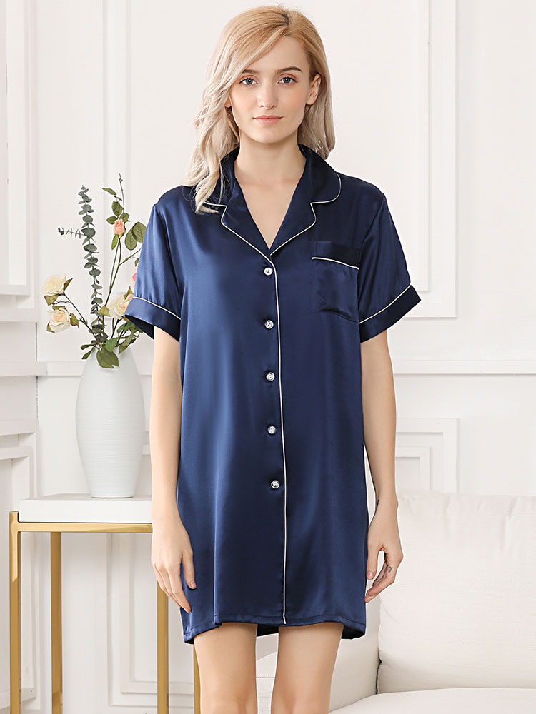 Buy Short Sleeve Charmeuse Silk Sleep Shirt Canada