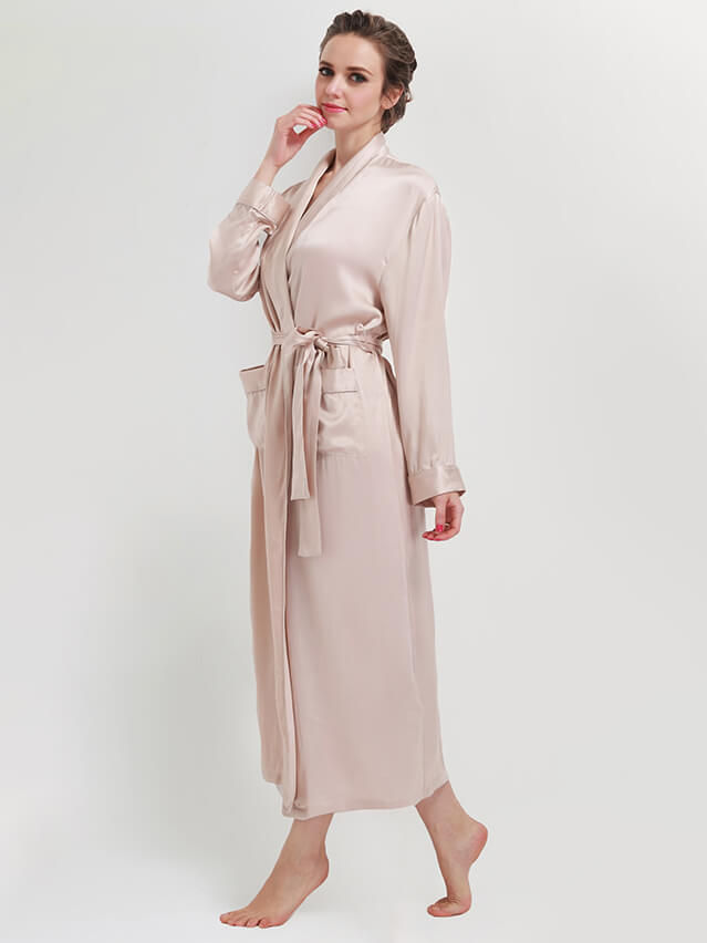 19 Momme Classic Long Silk Robe For Women [FS019] - $179.00