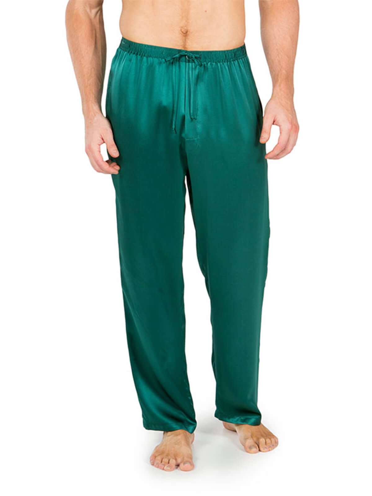 Men's Solid Color Silk Pajama Loose Comfy Pants Lengthen Thin Faux Silk  Trousers
