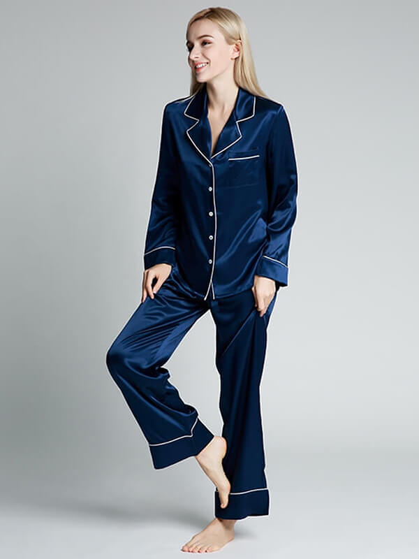 22 Momme Classic Full Length Silk Pajama Set for Women [FS030] - $229.00 :  FreedomSilk, Best Silk Pillowcases, Silk Sheets, Silk Pajamas For Women,  Silk Nightgowns Online Store
