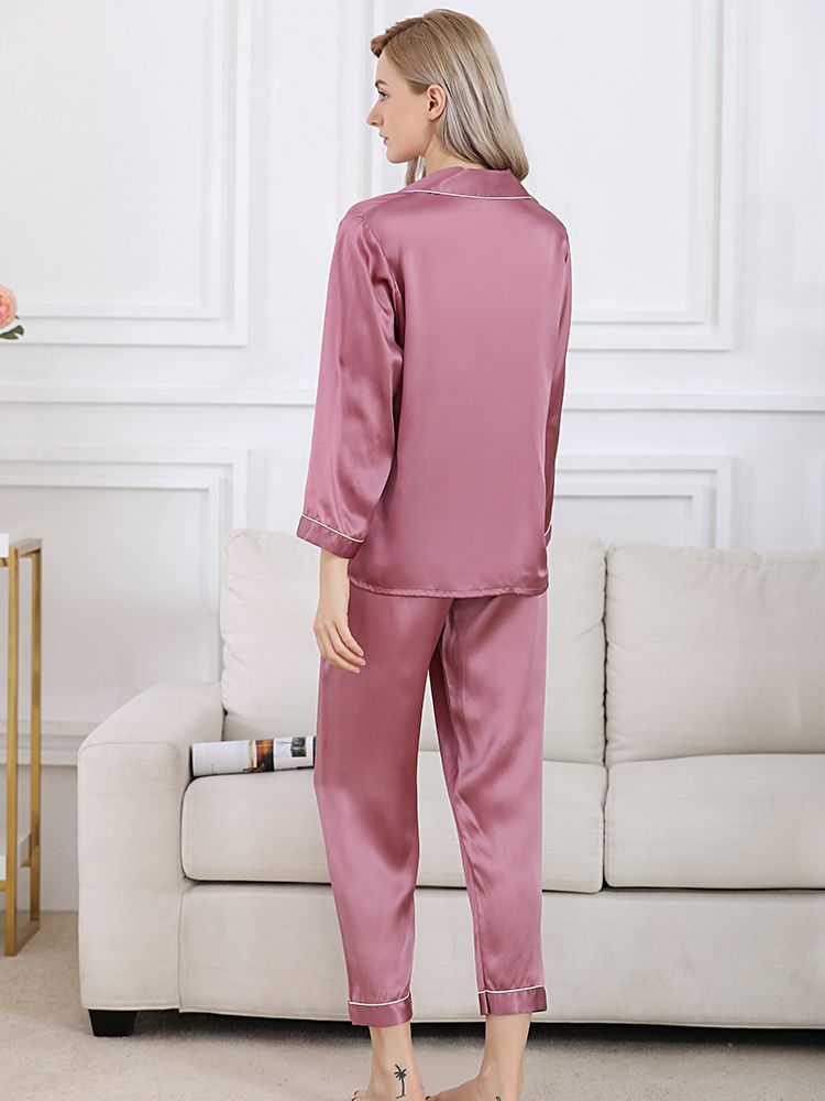 19 Momme Short Sleeved Women Silk Sleep Shirt with Trimming [FS004] -  $149.00 : FreedomSilk, Best Silk Pillowcases, Silk Sheets, Silk Pajamas For  Women, Silk Nightgowns Online Store