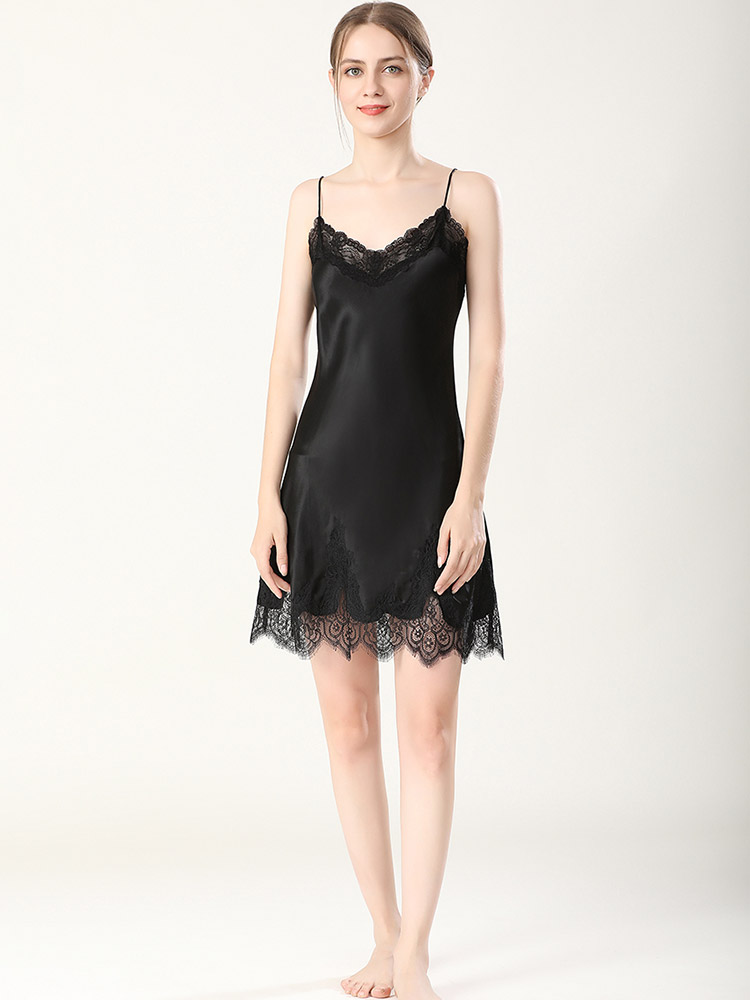 19 Momme V Neck Silk Lace Slip Chemise [FS133] - $149.00 : FreedomSilk,  Best Silk Pillowcases, Silk Sheets, Silk Pajamas For Women, Silk Nightgowns  Online Store