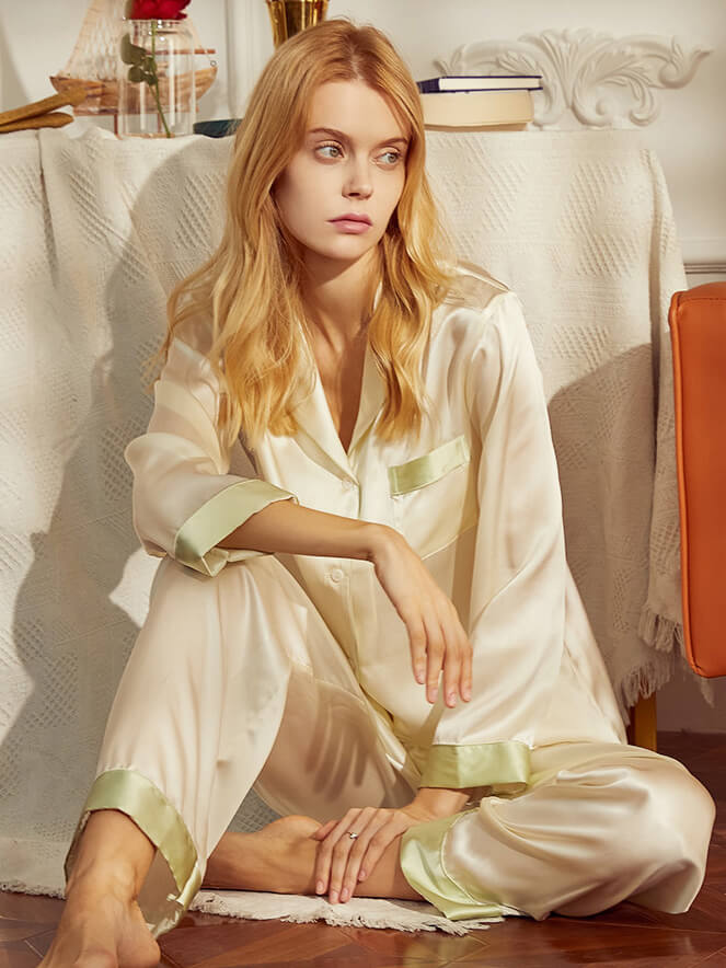 Silksilky Long Sleeve Silk Sleepwear Silk Pajamas for Her – SILKSILKY