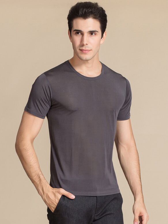 Mens Pure Mulberry Silk Knitted Round Neck T-shirts [FS175] - $59.00 ...