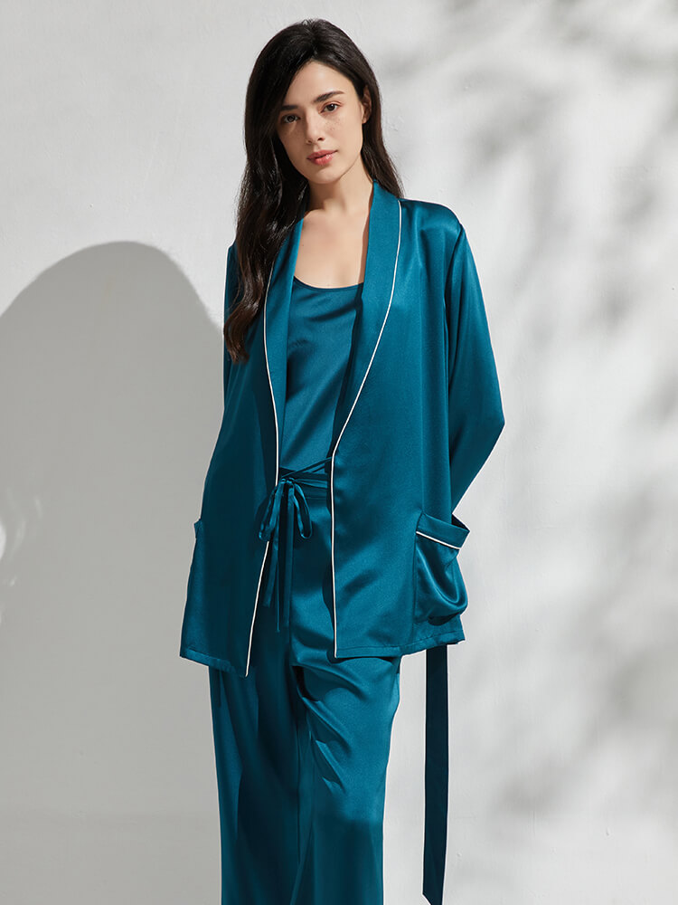 19 Momme 3 Piece Luxurious Long Silk Pajama Set For Women [FS230] - $279.00  : FreedomSilk, Best Silk Pillowcases, Silk Sheets, Silk Pajamas For Women, Silk  Nightgowns Online Store