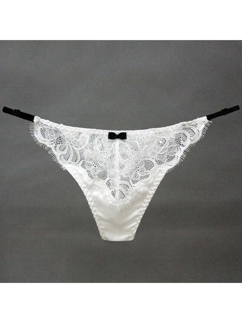93% Silk 7% Spandex Women's Low Rise Sexy Lace Thong 021 -Paradise