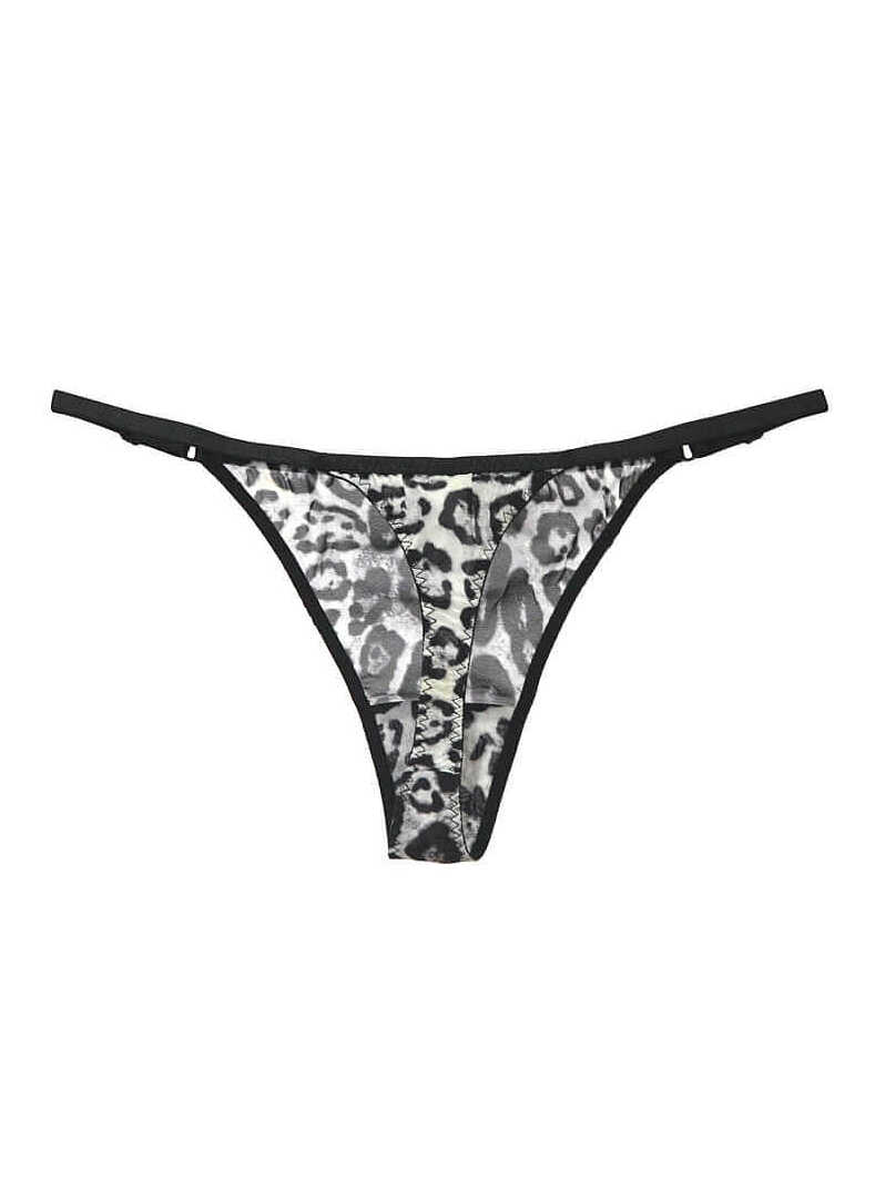 Leopard Print High Waist Panty Silk Charmesuse Sheer Black Vintage