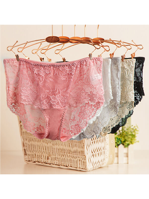 Women Silk Mesh Lace Knitted Underwear Briefs