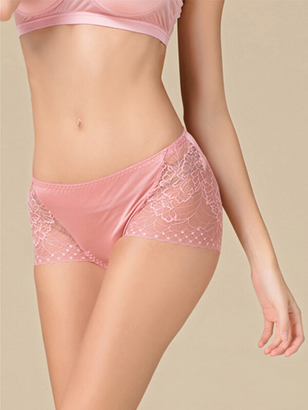 Seamless Mesh Lace Silk Knitted Boxer Briefs For Women