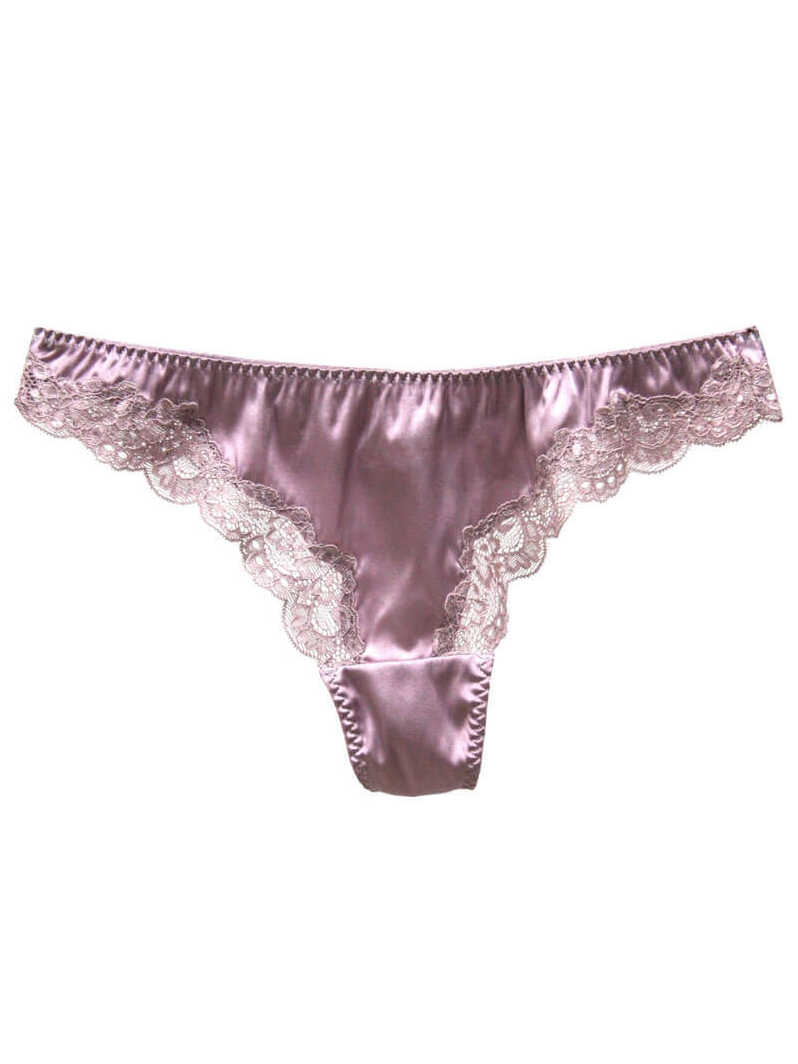  SilRiver Womens Silk Satin Panties Thongs Lace String