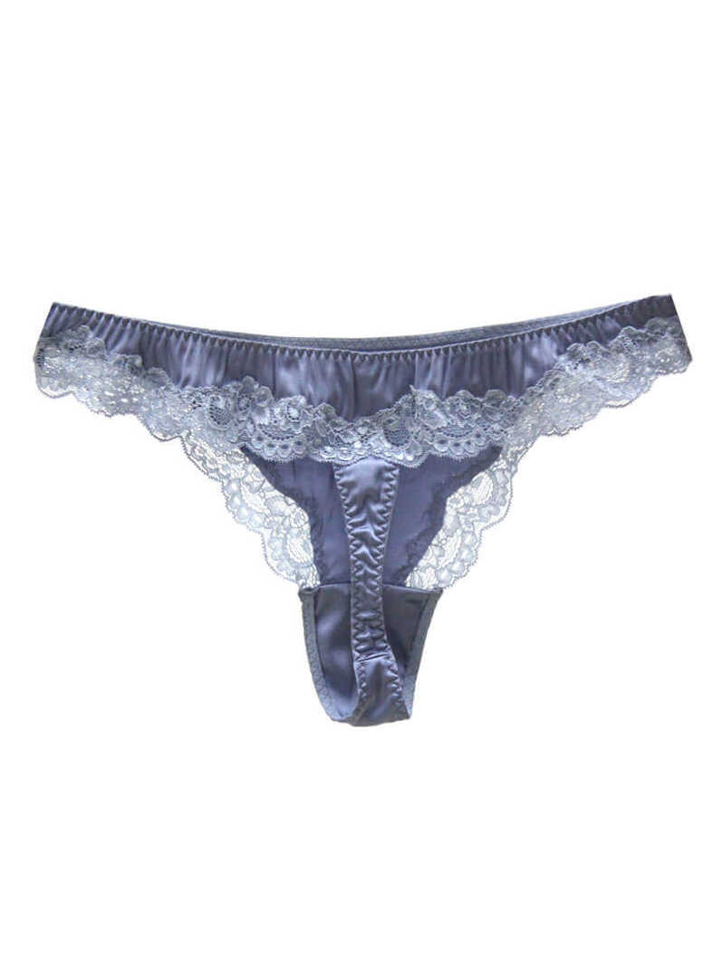 Silk G-string Briefs with Floral Lace Edge [FST26] - $36.99 ...