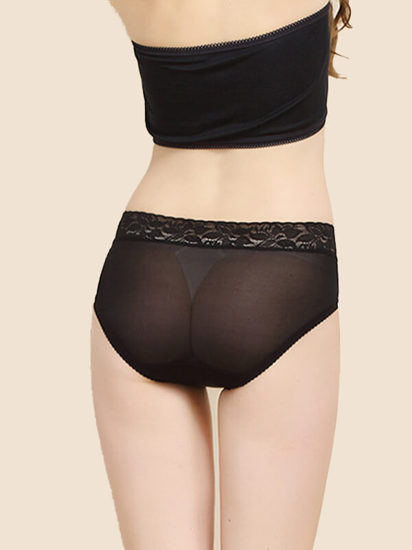 Breathable High-waist Silk Lace Knitted Briefs For Women