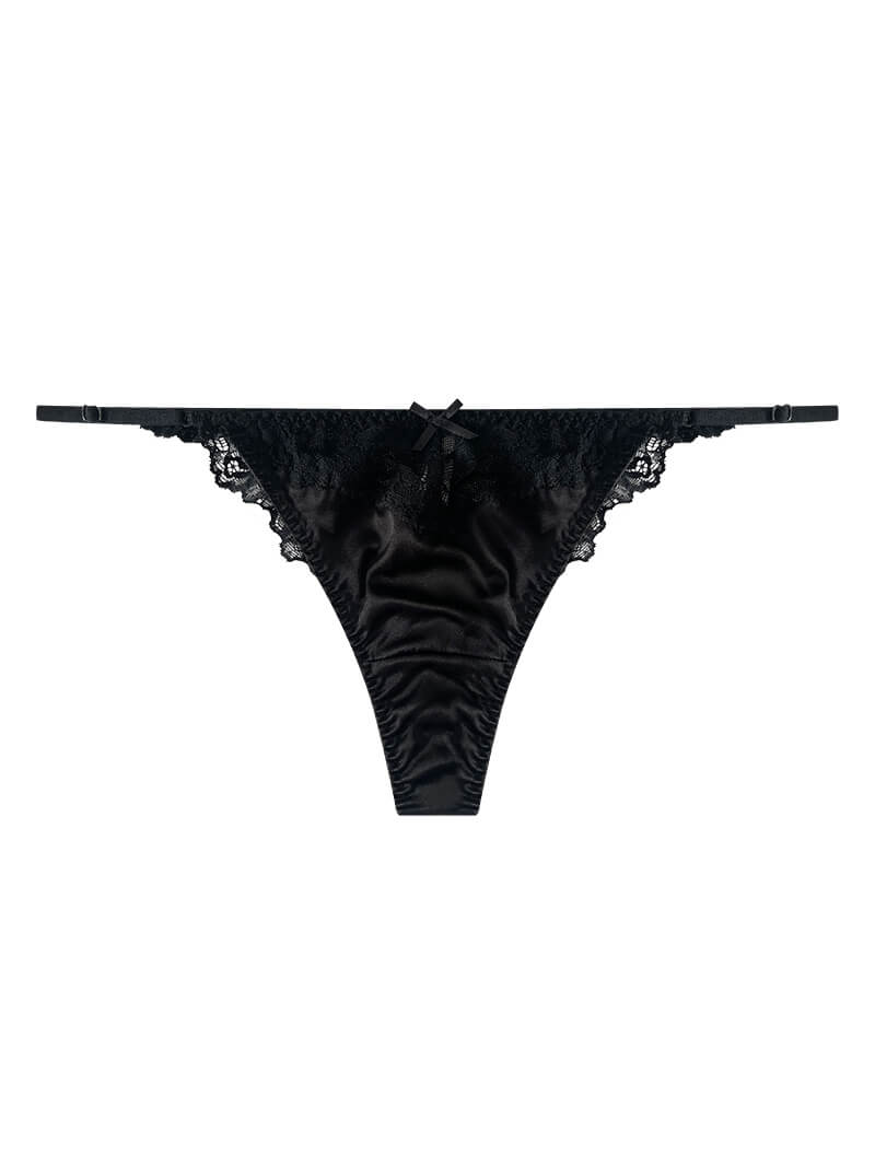 Mulberry Silk Thong Underwear With Lace