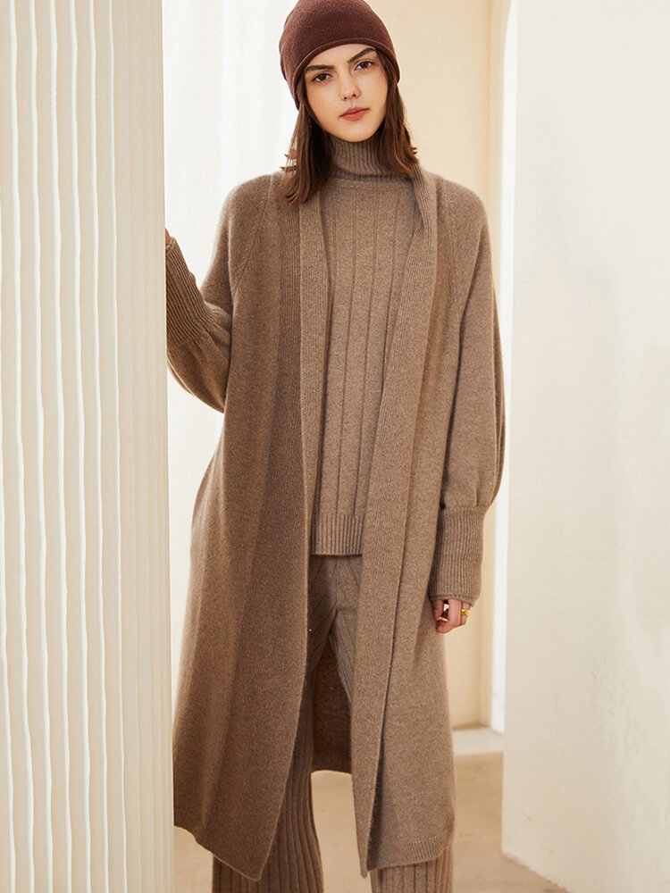 Open Front Long Puff Sleeve Cashmere Robe Cardigan [CC022] - $439.00 :  FreedomSilk, Best Silk Pillowcases, Silk Sheets, Silk Pajamas For Women,  Silk Nightgowns Online Store