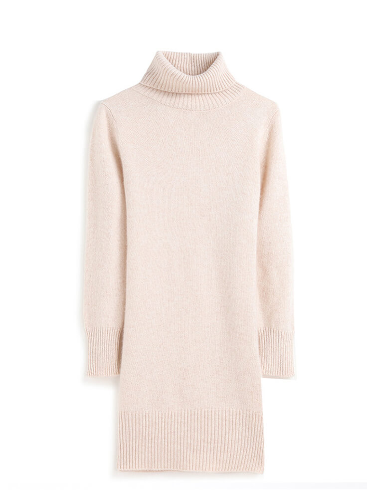 Thickened Turtleneck Cashmere Sweater Dress