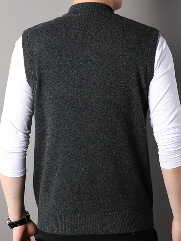 Men's Full-Zip Grey Cashmere Vest