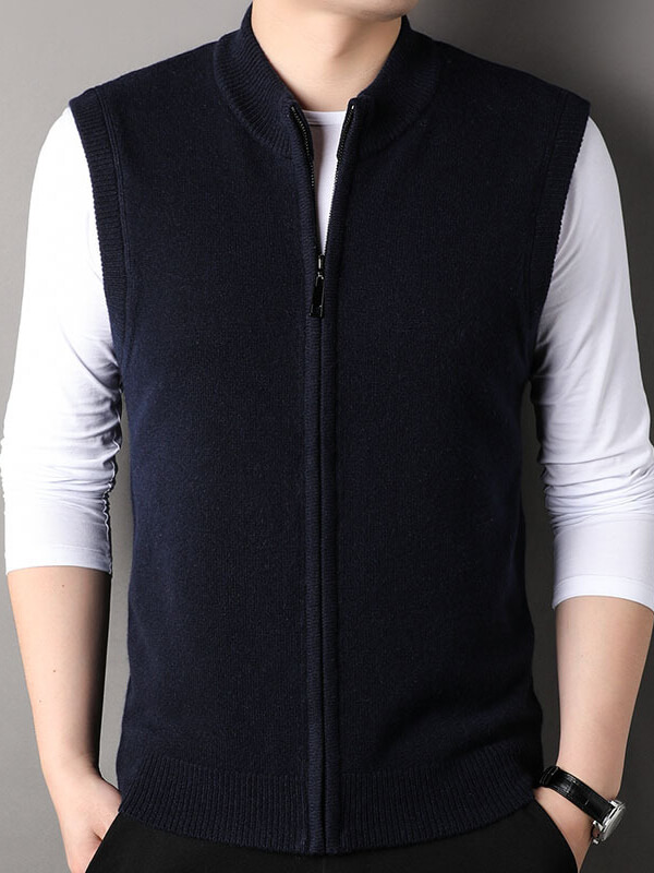 Men's Full-Zip Grey Cashmere Vest