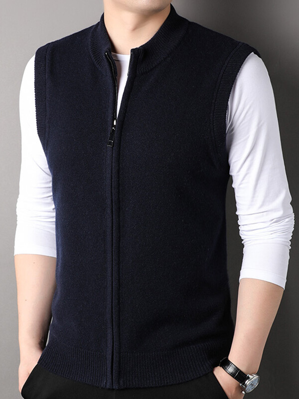 Men's Full-Zip Grey Cashmere Vest