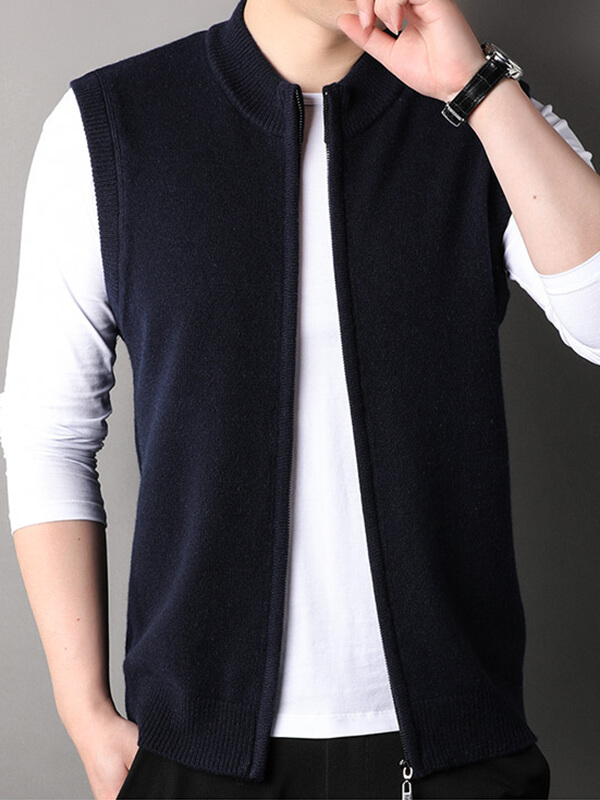 Men's Full-Zip Grey Cashmere Vest