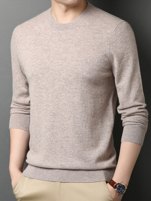 Thickened Crew Neck Cashmere Pullover Sweater For Men