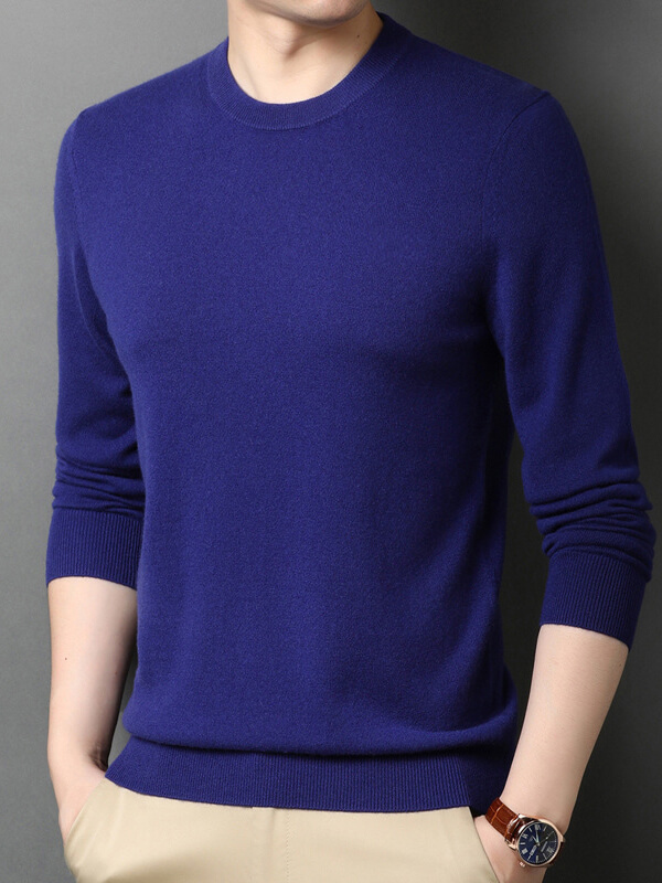 Thickened Crew Neck Cashmere Pullover Sweater For Men