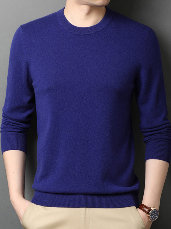 Thickened Crew Neck Cashmere Pullover Sweater For Men