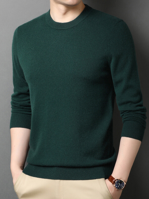 Thickened Crew Neck Cashmere Pullover Sweater For Men