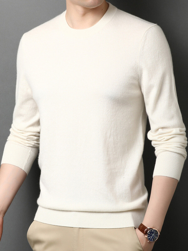 Thickened Crew Neck Cashmere Pullover Sweater For Men