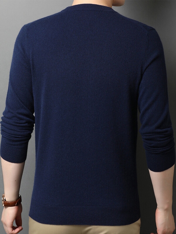 Thickened Crew Neck Cashmere Pullover Sweater For Men