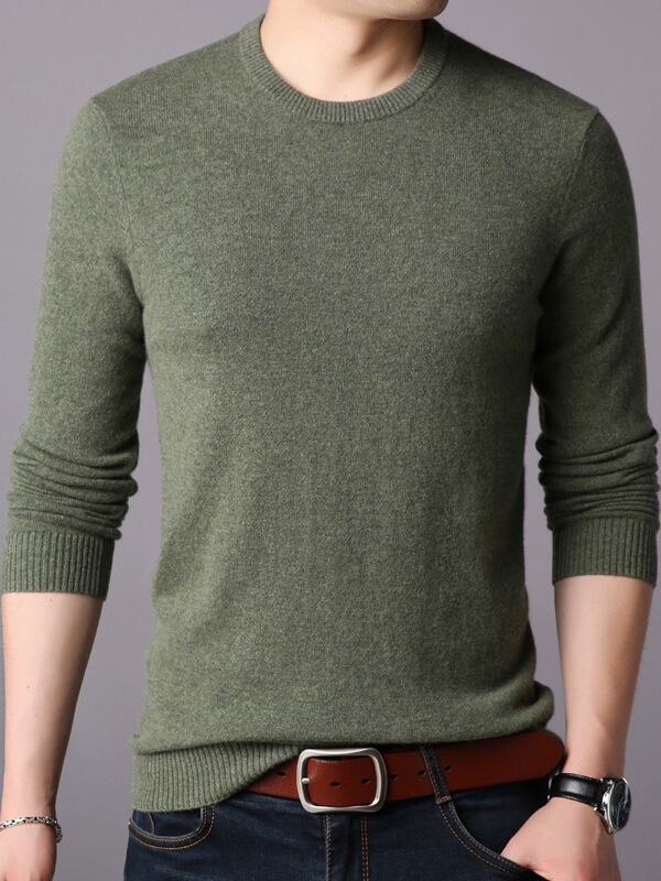 Thickened Crew Neck Cashmere Pullover Sweater For Men