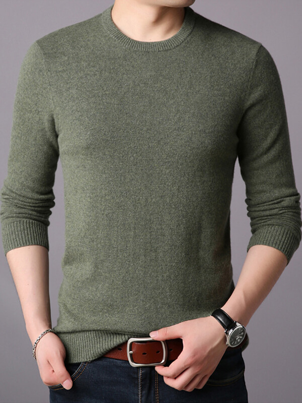 Thickened Crew Neck Cashmere Pullover Sweater For Men