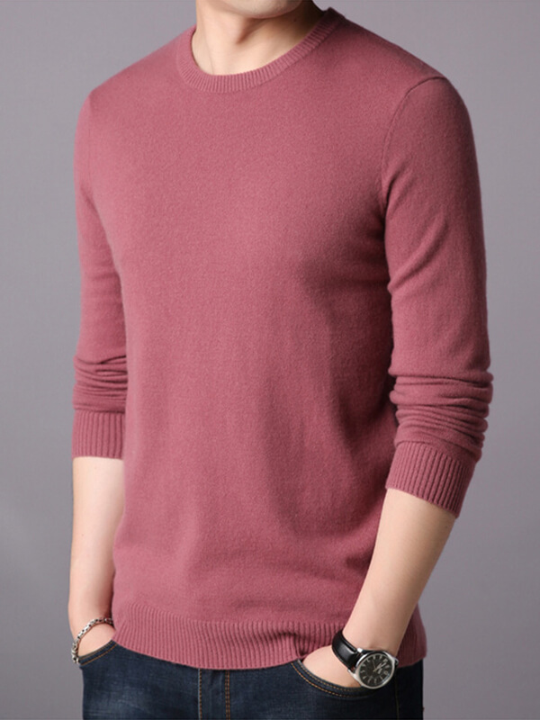 Thickened Crew Neck Cashmere Pullover Sweater For Men