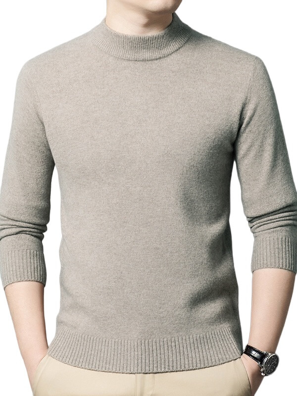 Thickened Mock Neck Cashmere Pullover Sweater For Men