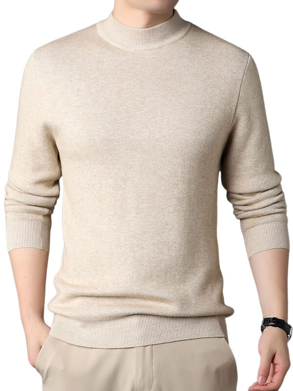 Thickened Mock Neck Cashmere Pullover Sweater For Men