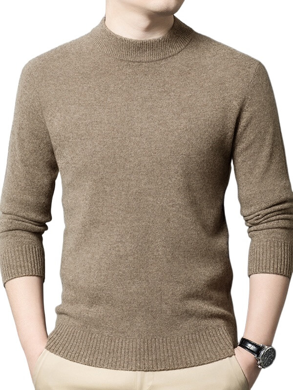 Thickened Mock Neck Cashmere Pullover Sweater For Men