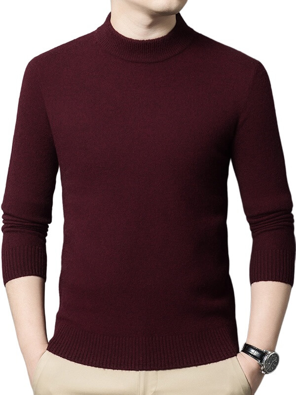 Thickened Mock Neck Cashmere Pullover Sweater For Men