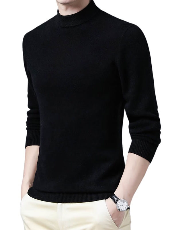 Thickened Mock Neck Cashmere Pullover Sweater For Men