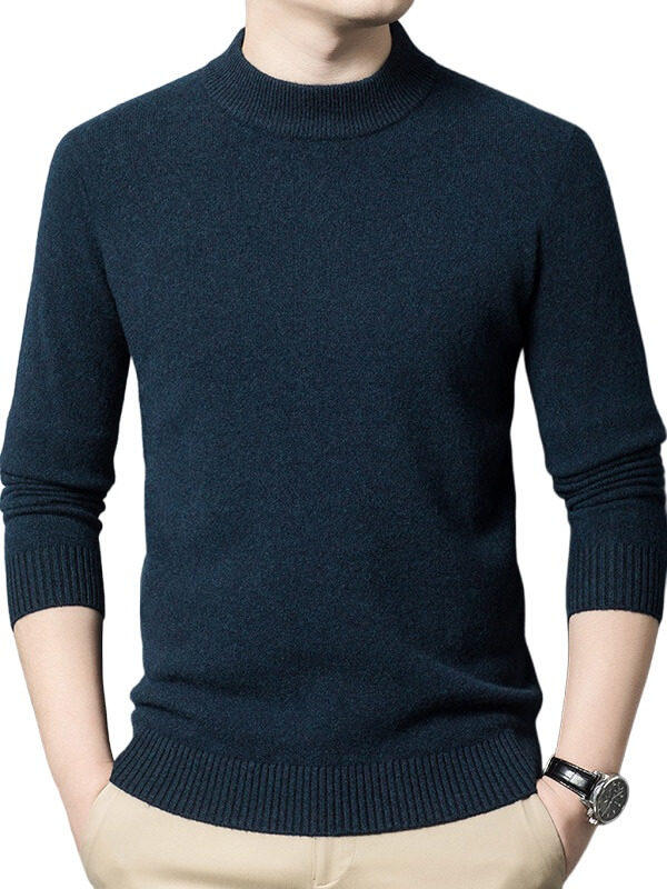 Men's Soft Cashmere Mock Neck Pullover