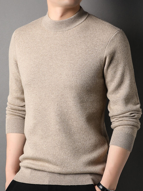 Thickened Mock Neck Cashmere Pullover Sweater For Men