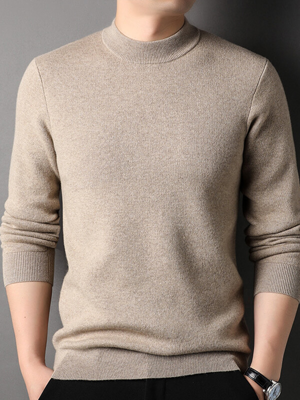 Thickened Mock Neck Cashmere Pullover Sweater For Men