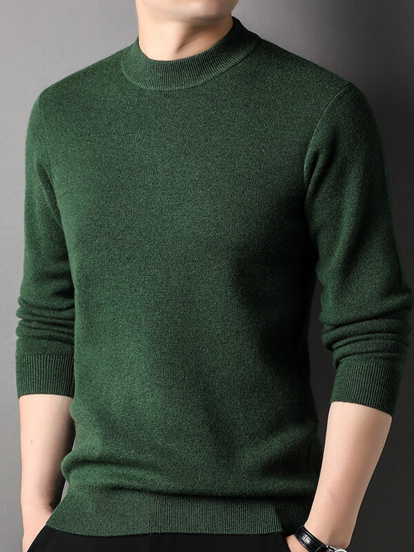 Thickened Mock Neck Cashmere Pullover Sweater For Men